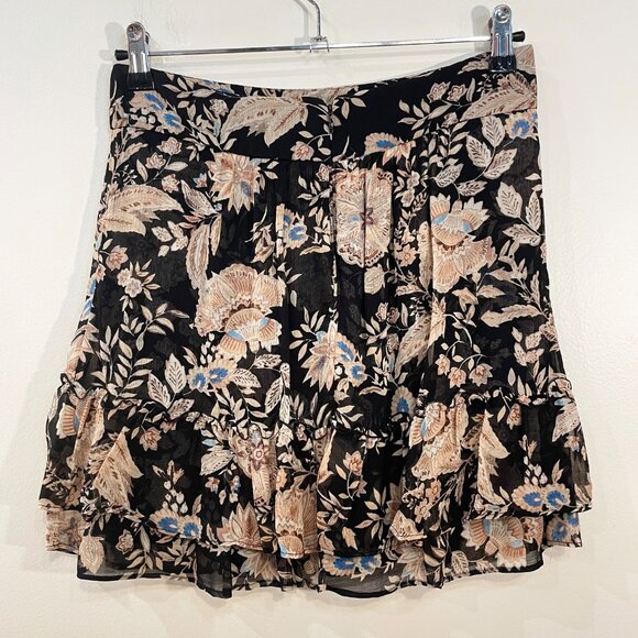 Last Chance! New Sézane Carolina Floral Ruffle Mini Skirt Black Ecru 36, 4 - Picture 3 of 7
